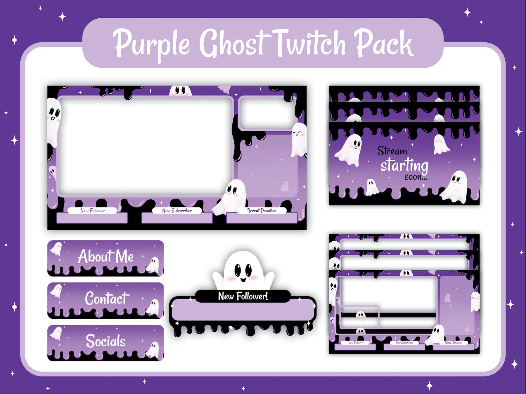 Ghostly Purple Overlays Twitch Streamer Overlays & Scenes 